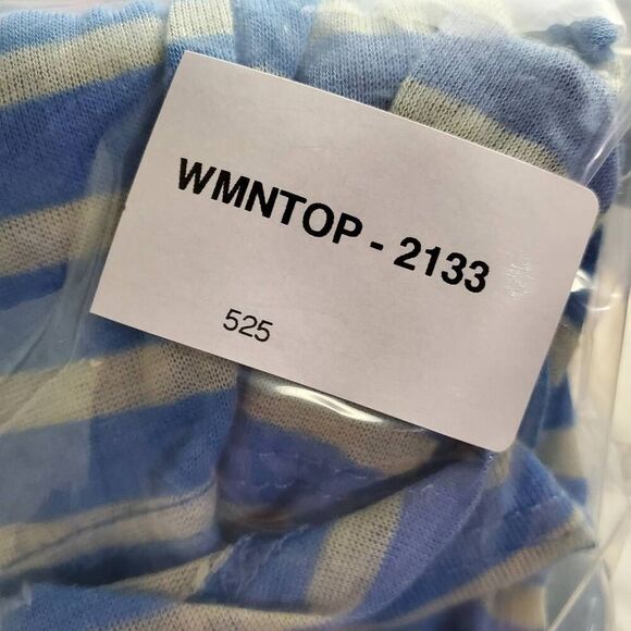 Atmosphere Pretty in Stripes Blue White Sheer Racerback Tank Top Size 14 US (EU - Picture 5 of 5